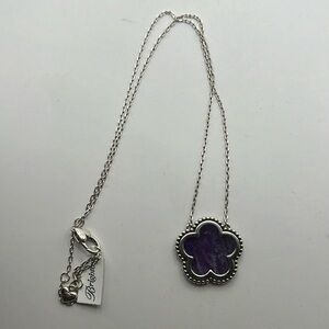 Brighton NWT Amethyst Twinkle La Flor is showcased in this beautiful necklace.